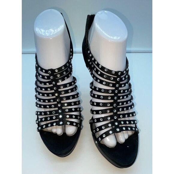 Worthington Silver Tipped Heel Rhinestone Strappy Sandals - Picture 3 of 14